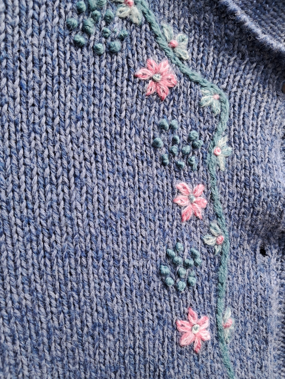 Northern Reflections Light Blue Knit Cardigan with Floral Button - Picture 5 of 5